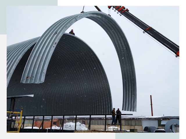 Полукруглые ангары в Томске